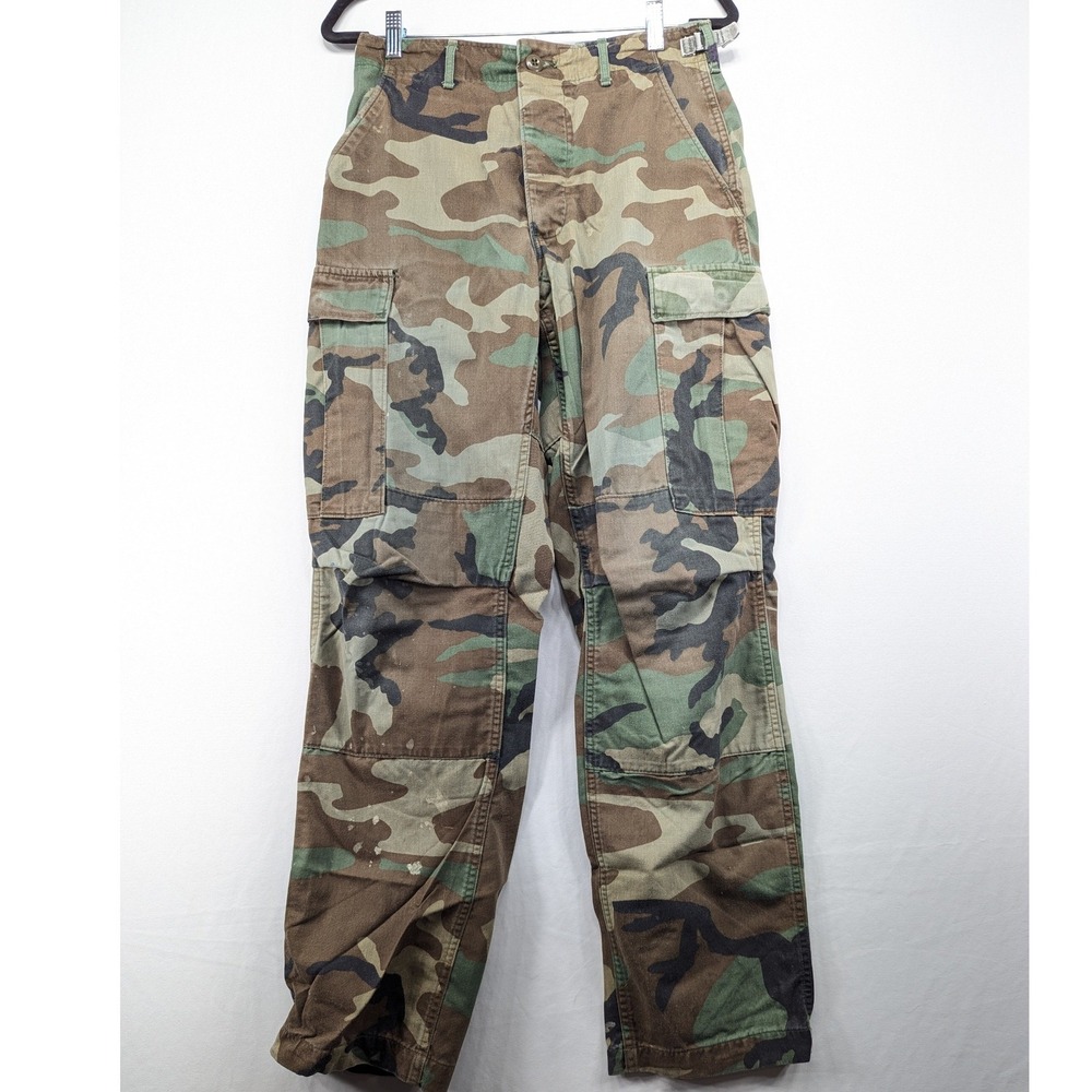 US Military Woodland Camo Cargo Pants Small Regular Combat Trousers Vintage BDU